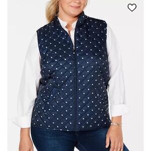 Karen Scott Plus Size Polka Dot Quilted Vest 2X